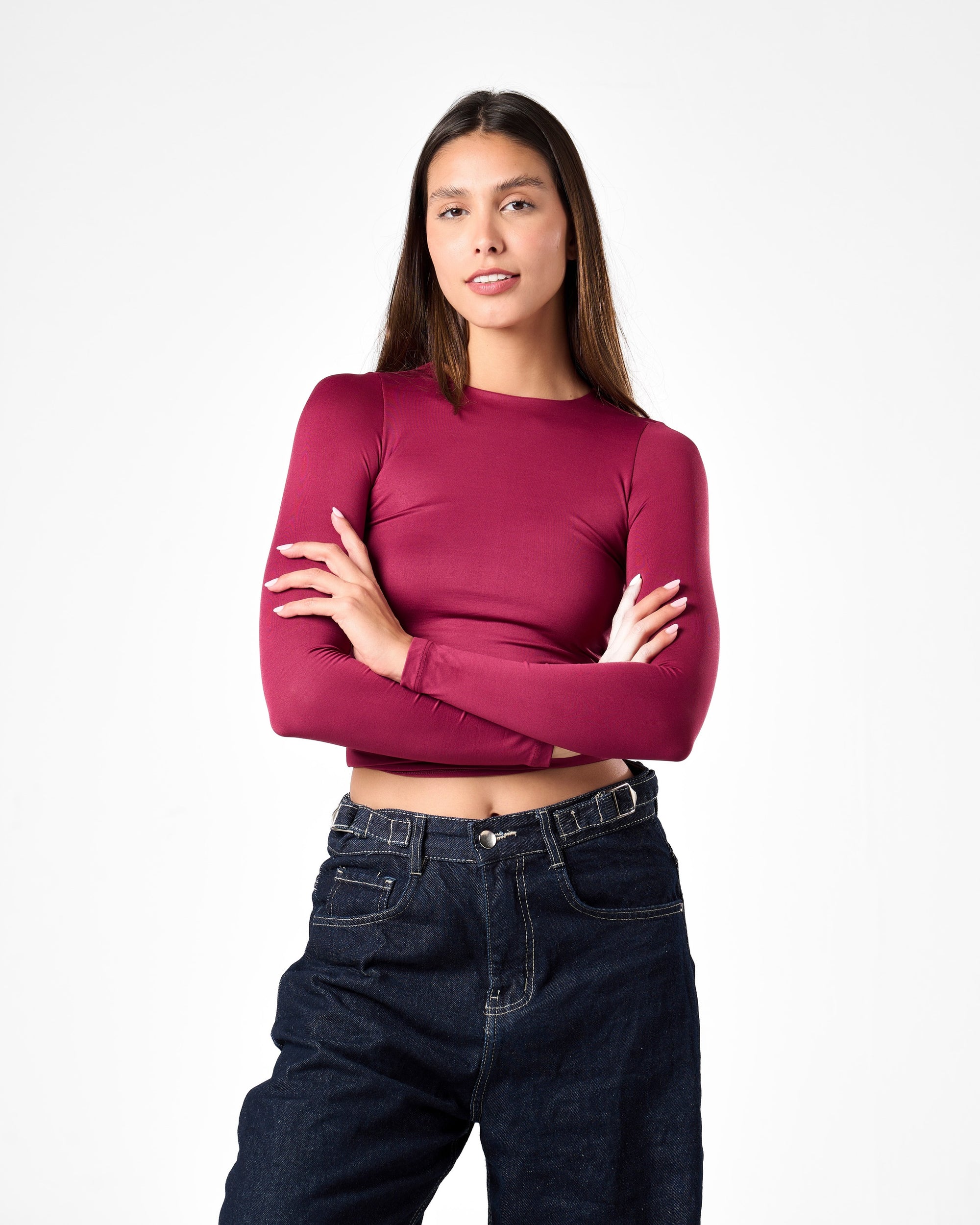 Shaping Long Sleeve Top In Raspberry