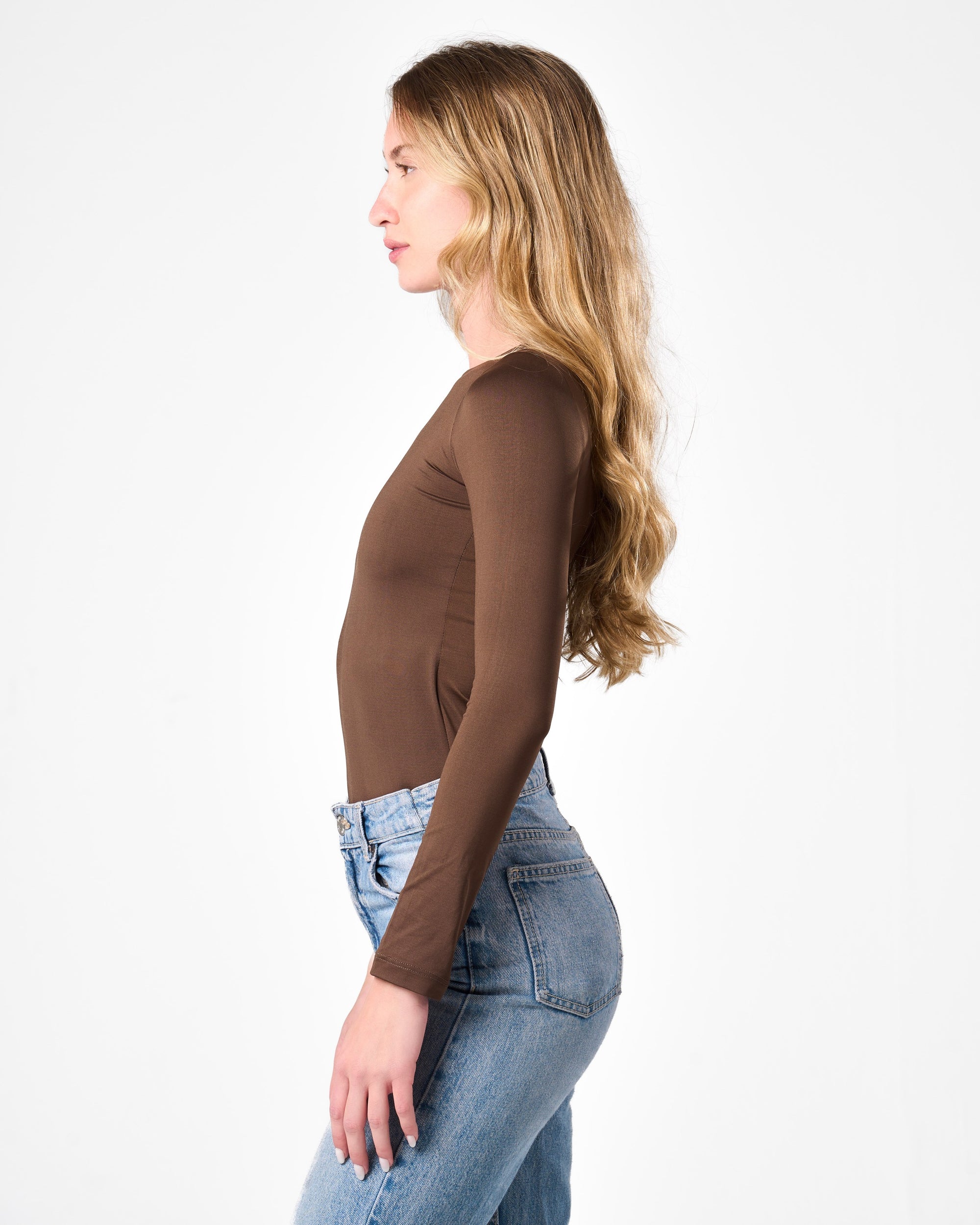 Shaping Long Sleeve Top In Brown