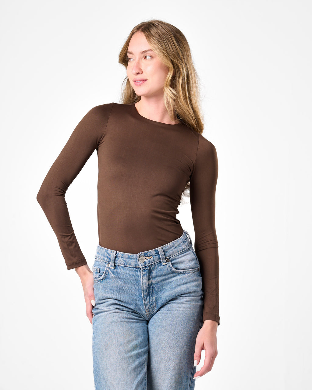 Shaping Long Sleeve Top In Brown