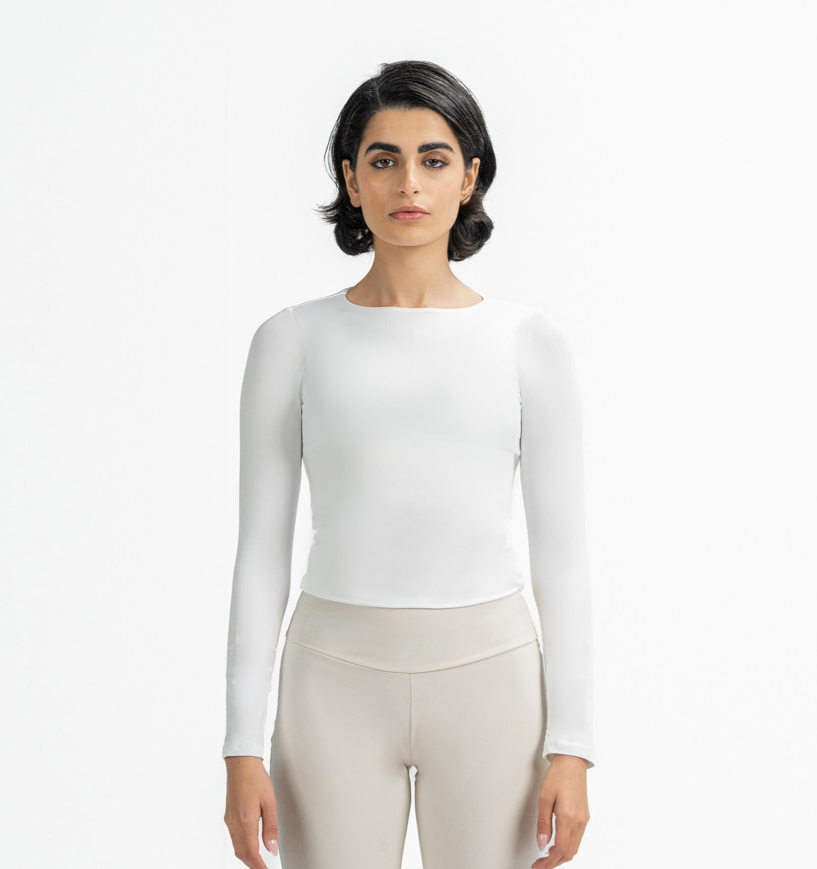 Shaping Long Sleeve Top In White