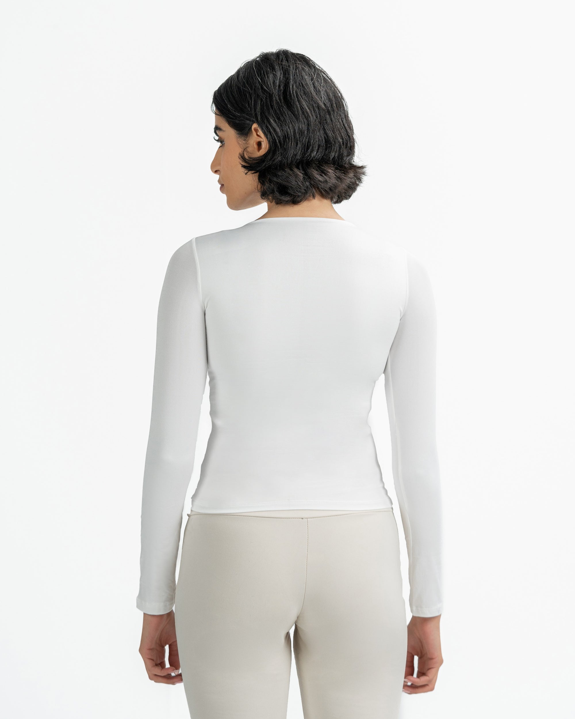 Shaping Long Sleeve Top In White