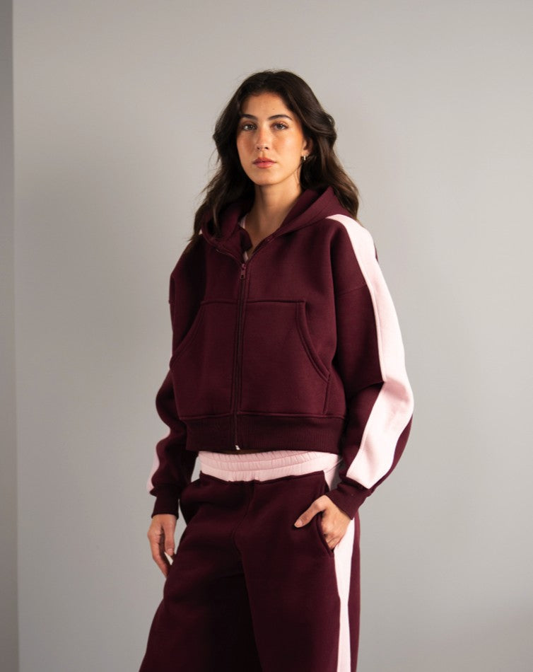 Fluff Color Block Zip up