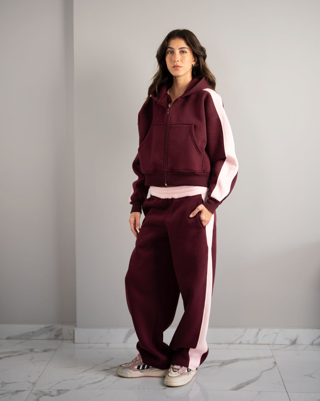 Fluff Color Block Zip up