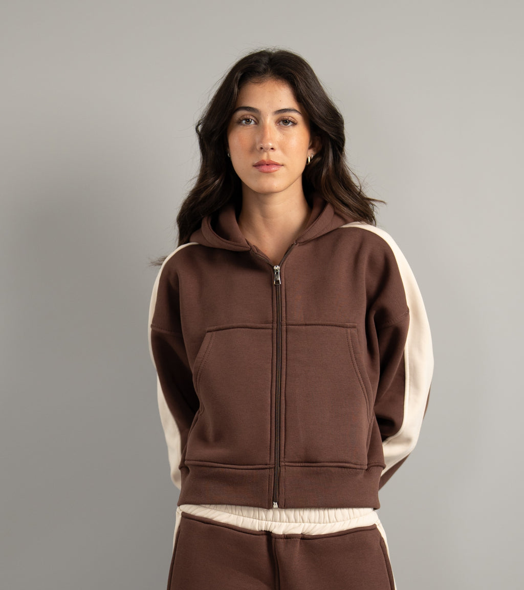 Fluff Color Block Zip up