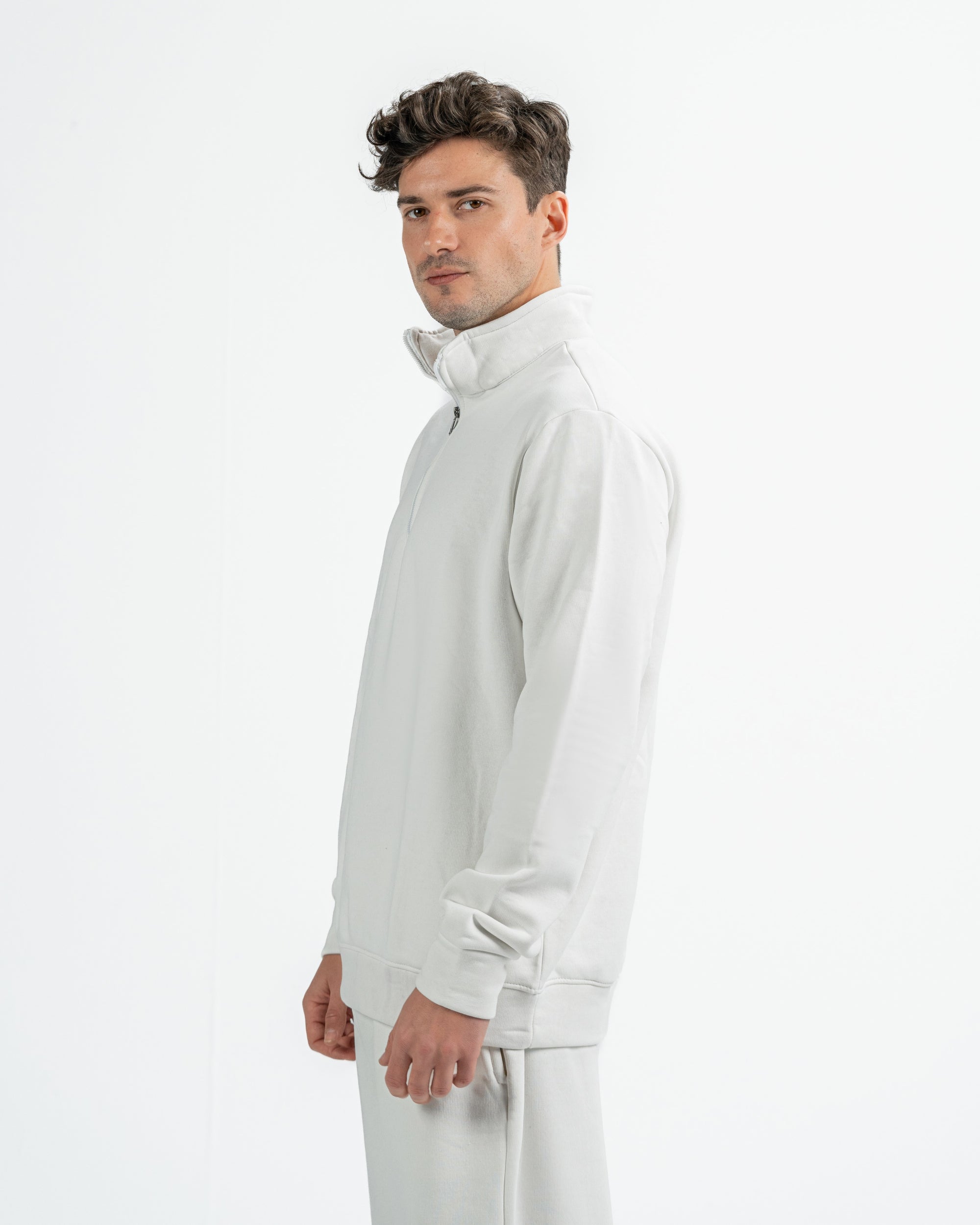Quarter Zip in White