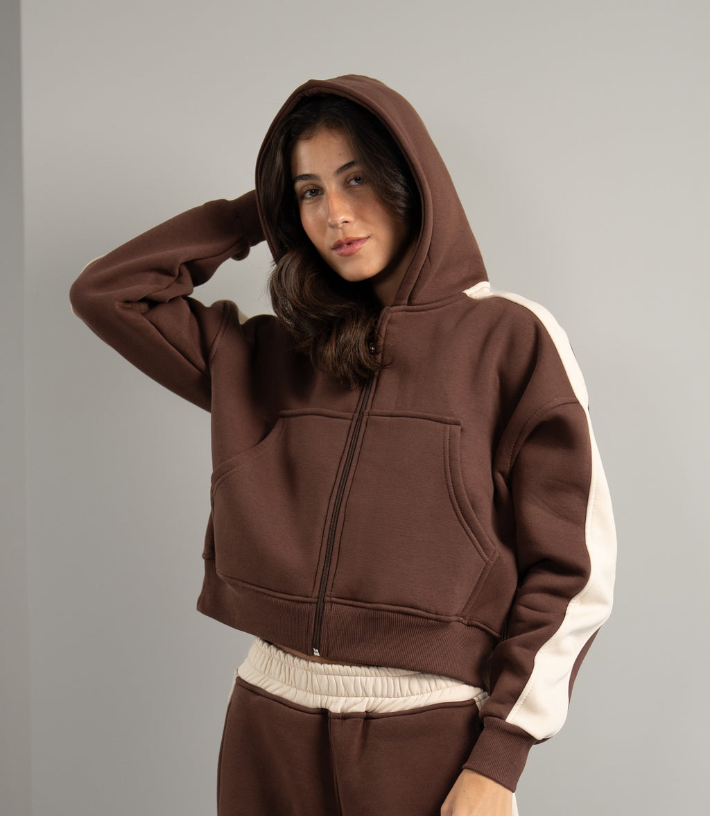 Fluff Color Block Zip up
