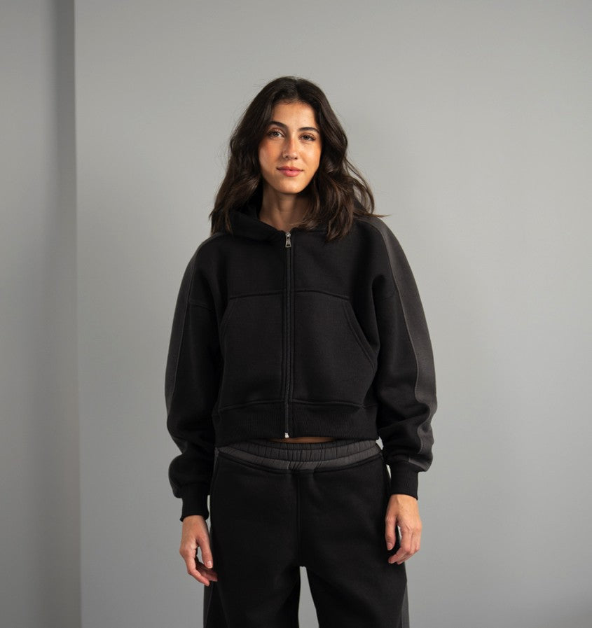 Fluff Color Block Zip up