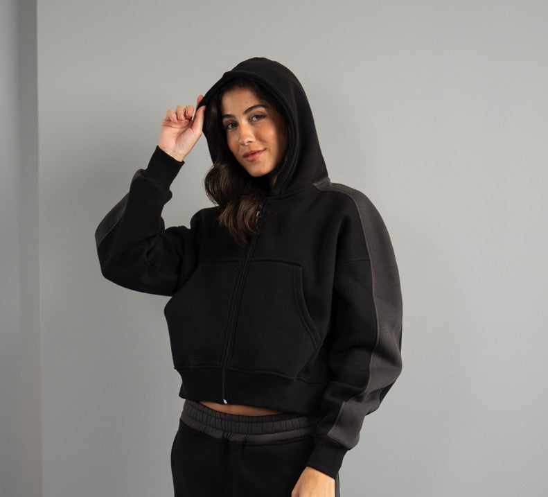 Fluff Color Block Zip up