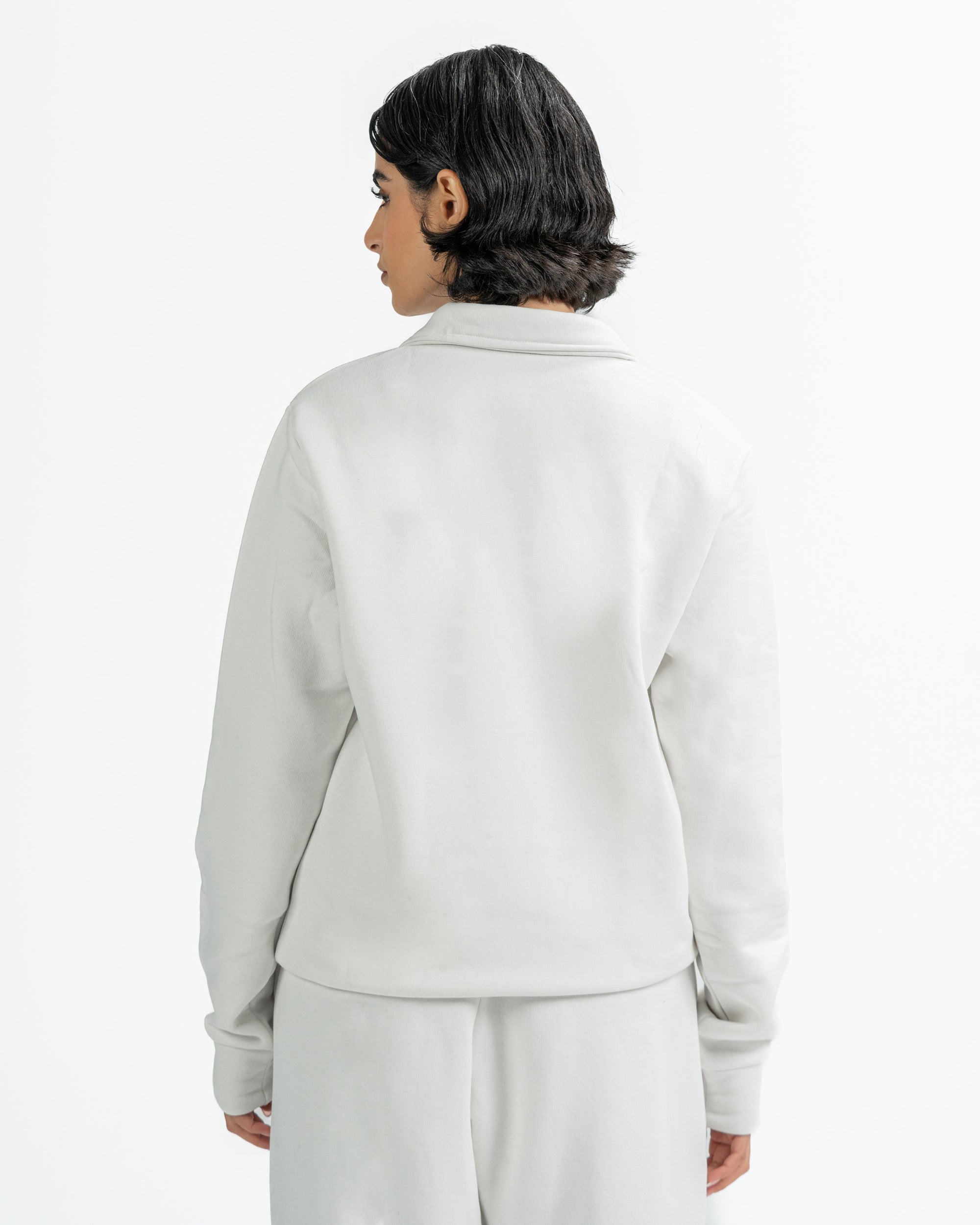 Quarter Zip in White