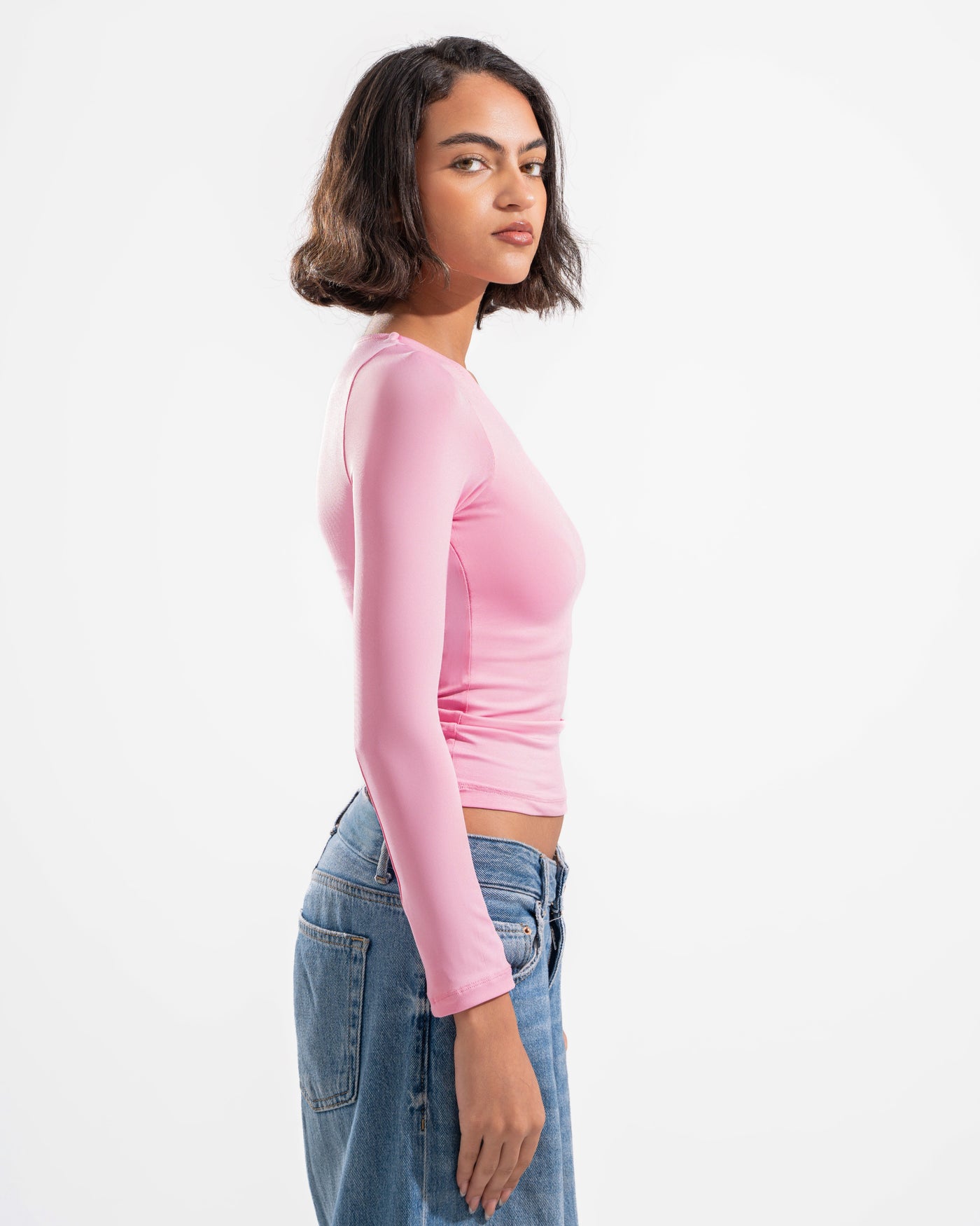 ASYMMETRIC LONG SLEEVE IN PINK