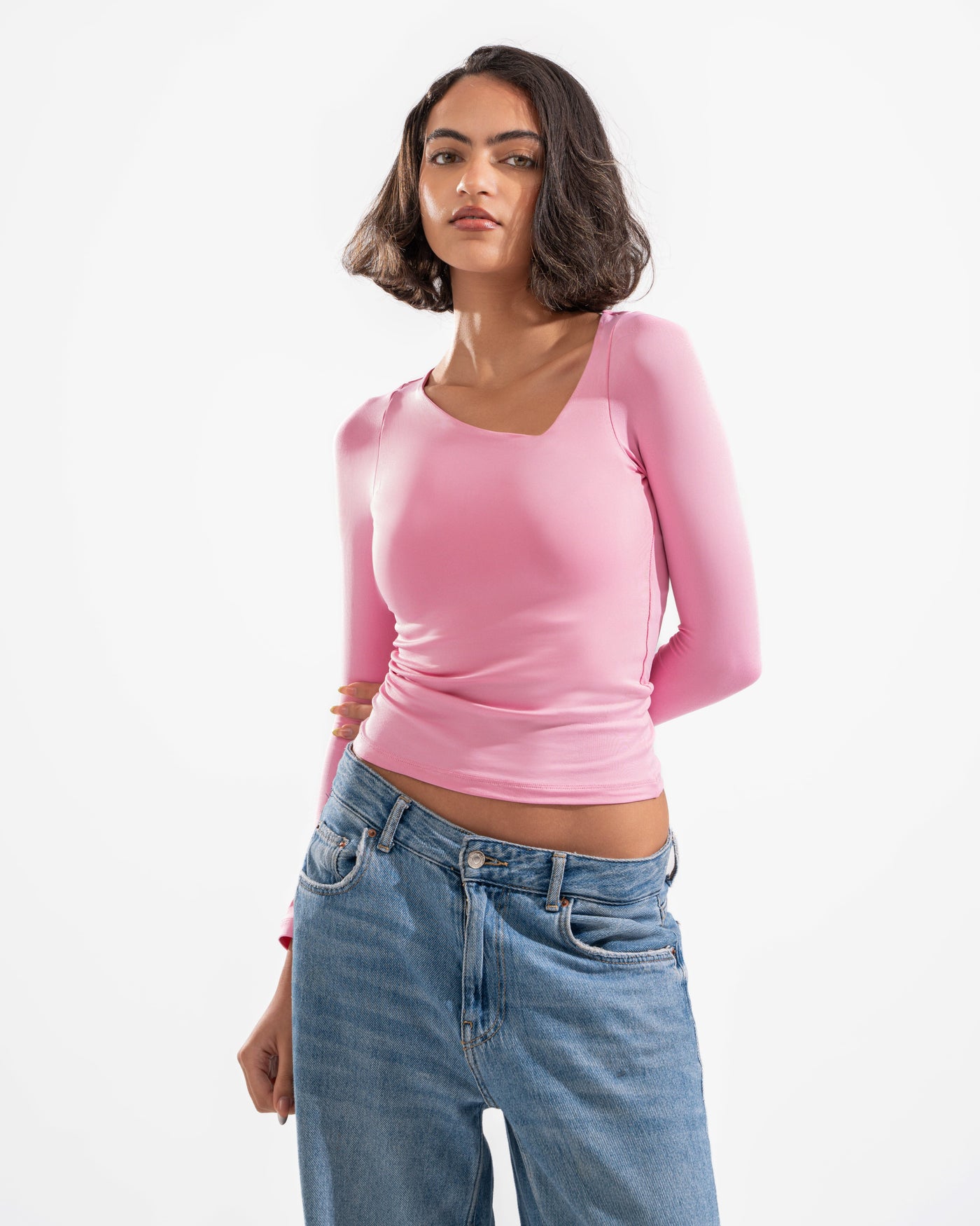 ASYMMETRIC LONG SLEEVE IN PINK