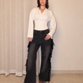 Cowboy Wide Leg Fringe Jeans