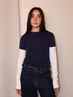 Y2K Contrast Sleeve Tee