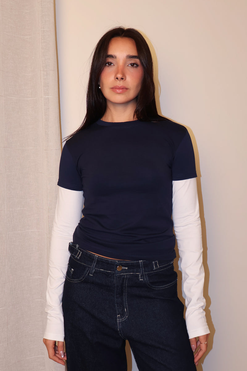 Y2K Contrast Sleeve Tee