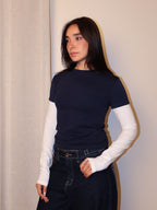Y2K Contrast Sleeve Tee