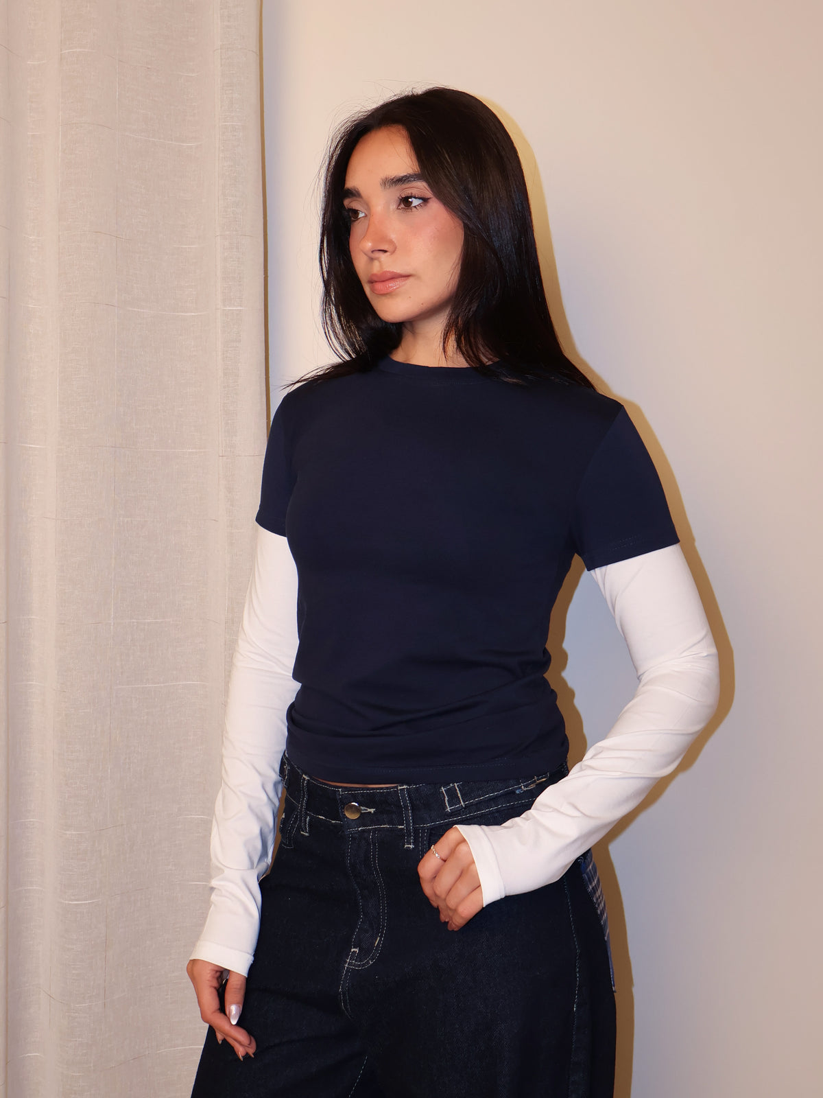 Y2K Contrast Sleeve Tee