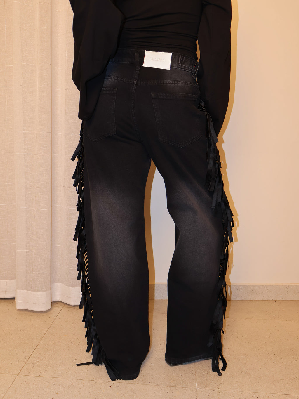 Cowboy Wide Leg Fringe Jeans