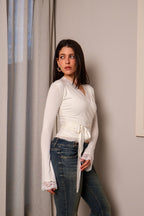 Lace long sleeve wrap cardigan
