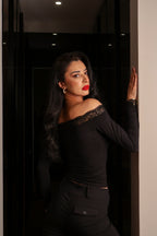 Lace Off Shoulder Long Sleeve Top