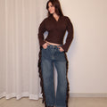 Cowboy Wide Leg Fringe Jeans