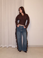 Cowboy Wide Leg Fringe Jeans