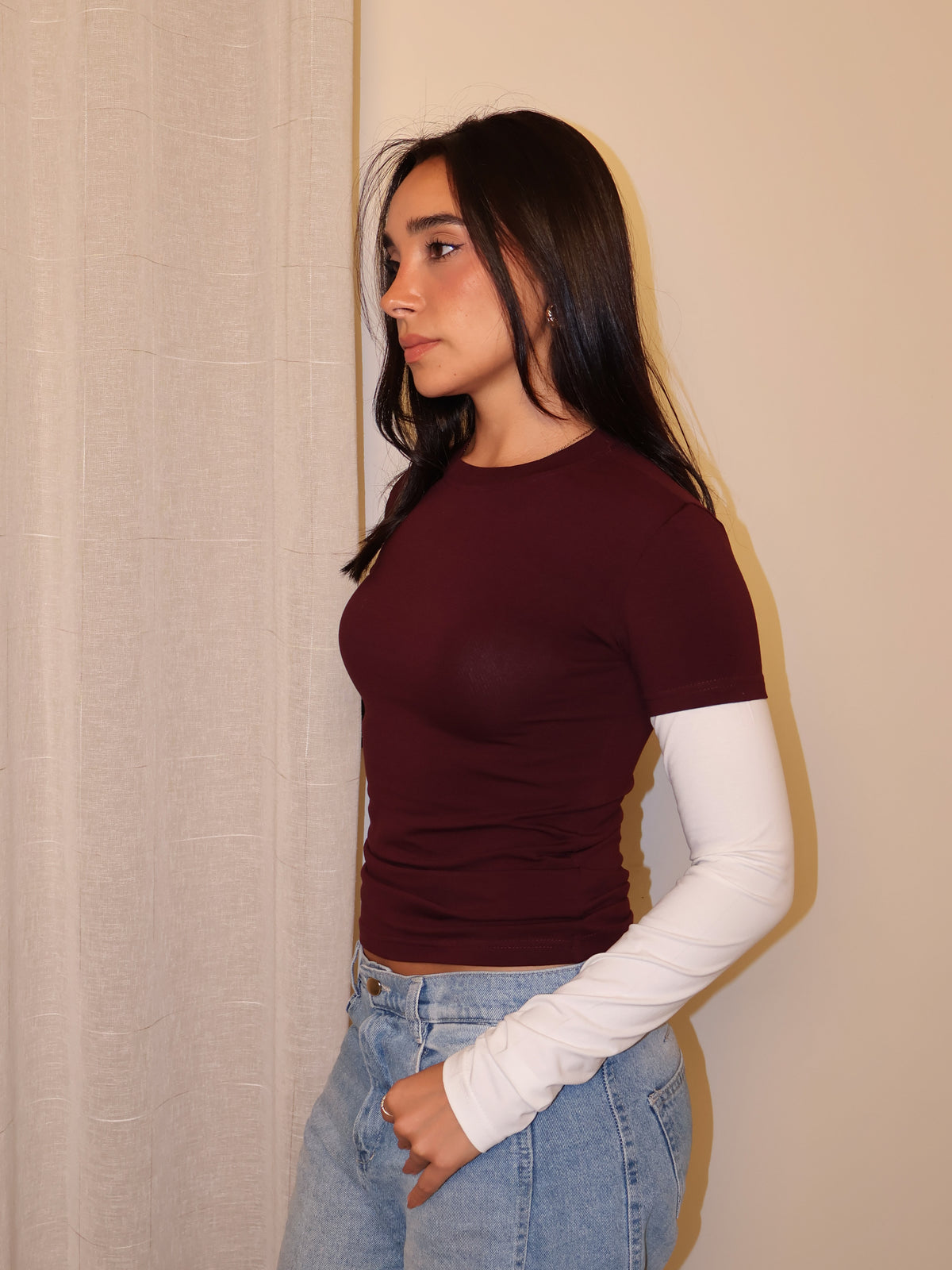 Y2K Contrast Sleeve Tee