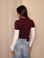 Y2K Contrast Sleeve Tee