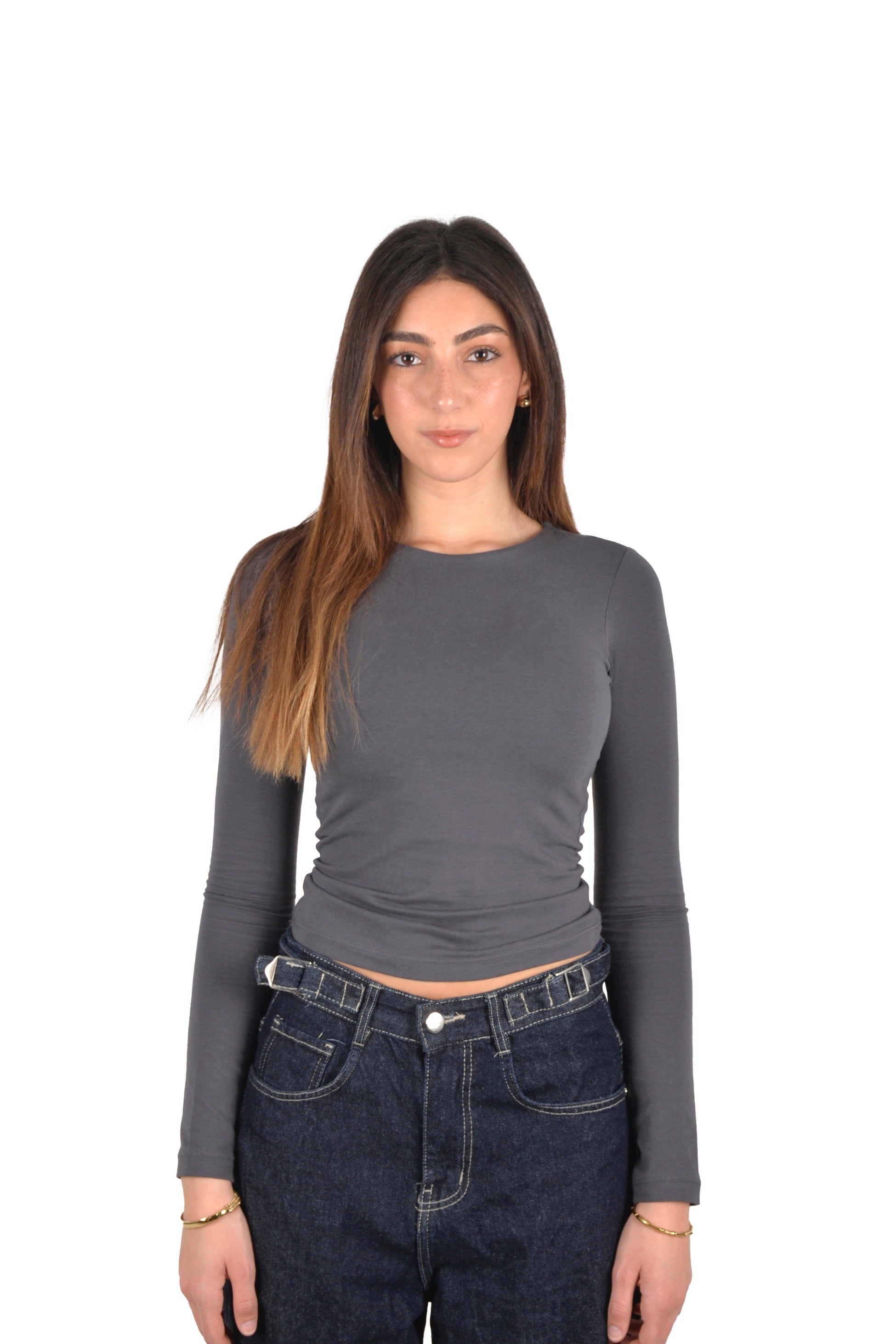 Cotton Shaping Top In Charcoal