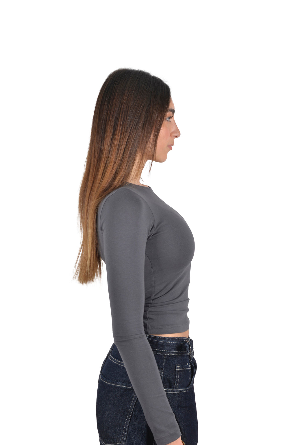 Cotton Shaping Top In Charcoal