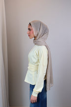 Belted long sleeve crewneck