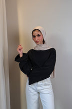 Boatneck Shaping Waist Top Full Sleeve