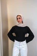 Boatneck Shaping Waist Top Full Sleeve
