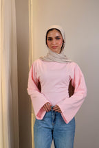 Boatneck Shaping Waist Top Full Sleeve