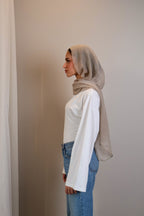 Boatneck Shaping Waist Top Full Sleeve