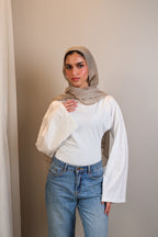 Boatneck Shaping Waist Top Full Sleeve