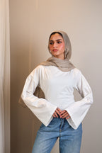 Boatneck Shaping Waist Top Full Sleeve