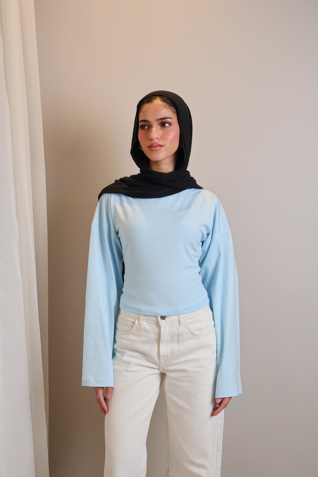 Boatneck Shaping Waist Top Full Sleeve