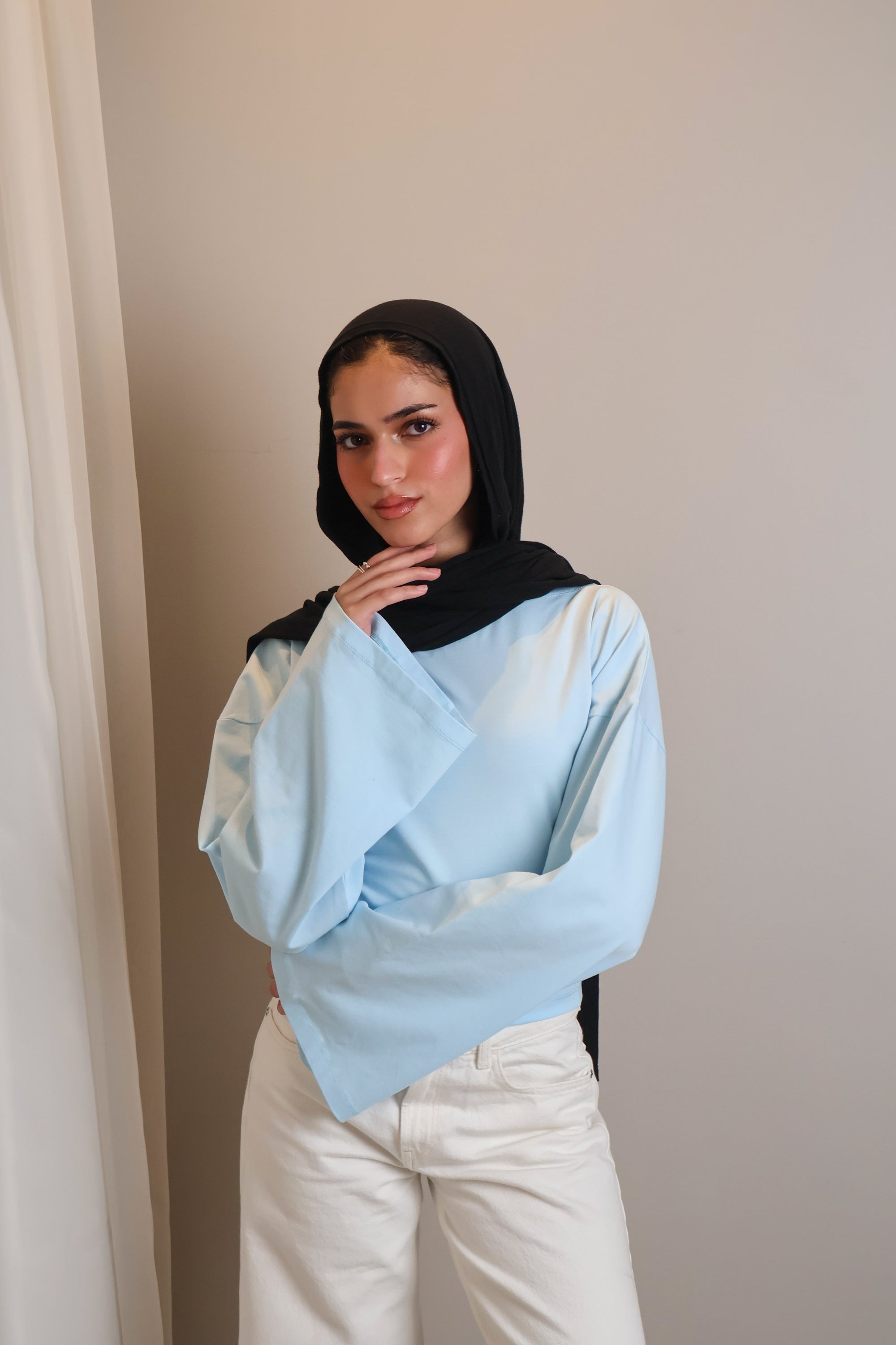 Boatneck Shaping Waist Top Full Sleeve
