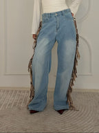 Cowboy Wide Leg Fringe Jeans