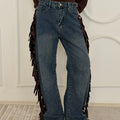 Cowboy Wide Leg Fringe Jeans
