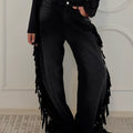 Cowboy Wide Leg Fringe Jeans