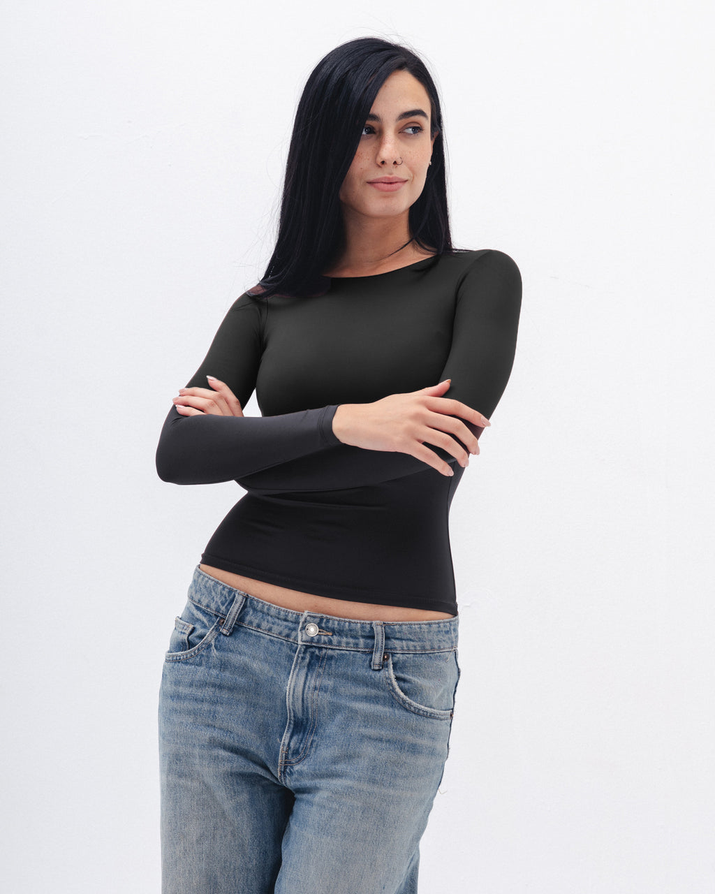 Shaping Long Sleeve Top In Black