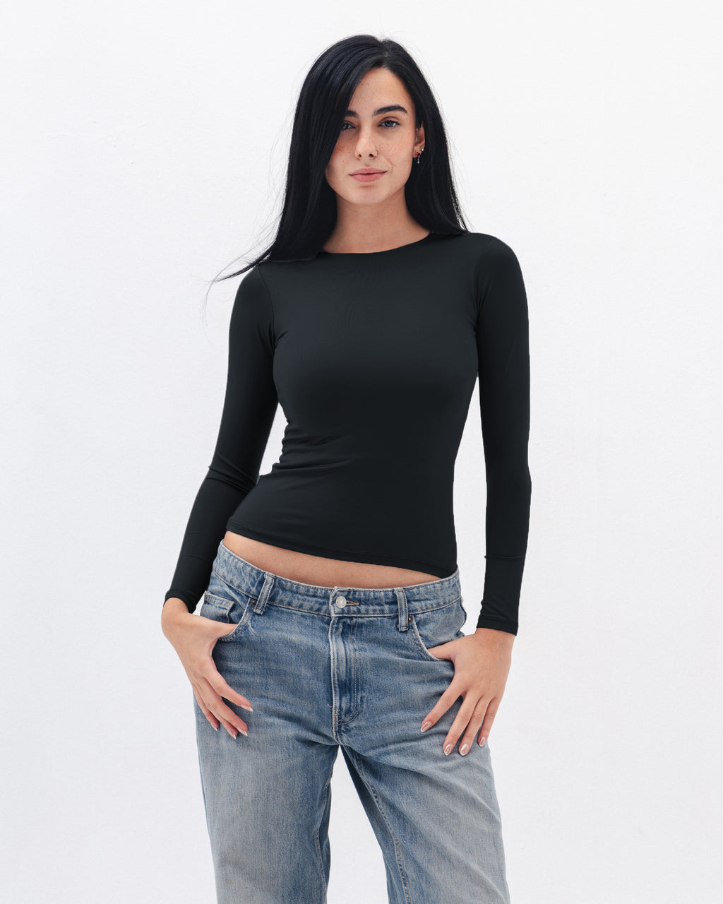 Shaping Long Sleeve Top In Black