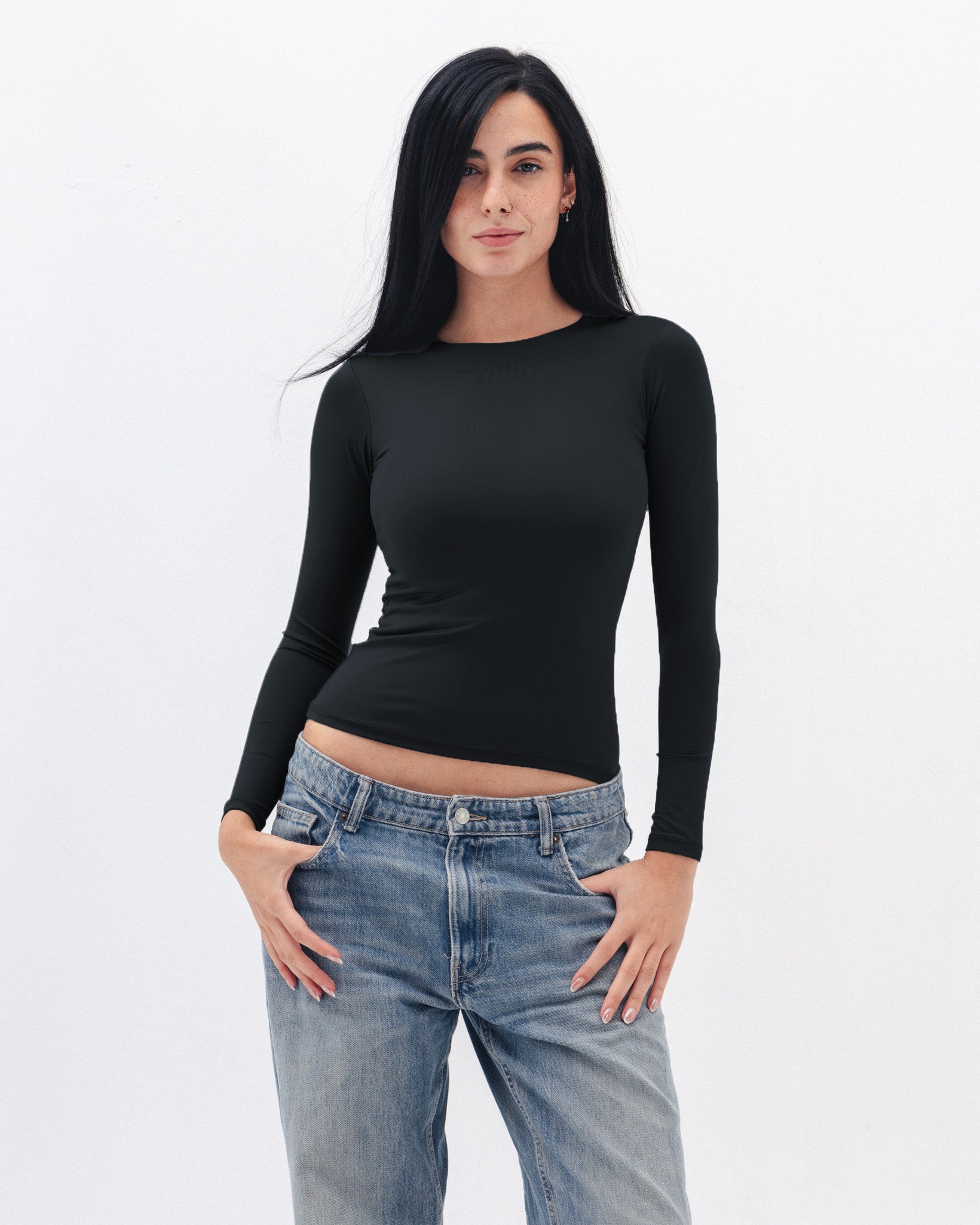 Shaping Long Sleeve Top In Black
