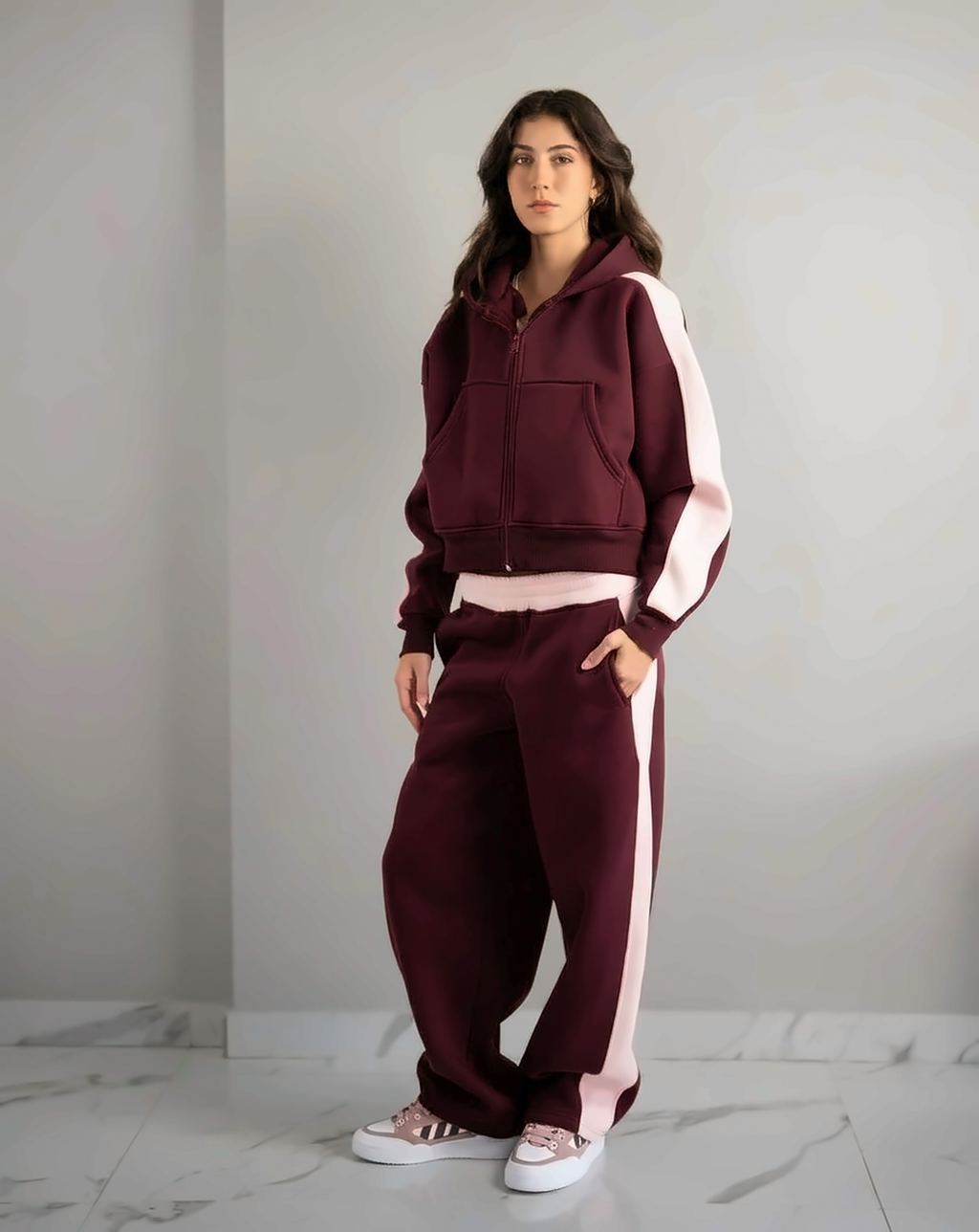 Fluff Color Block Zip up
