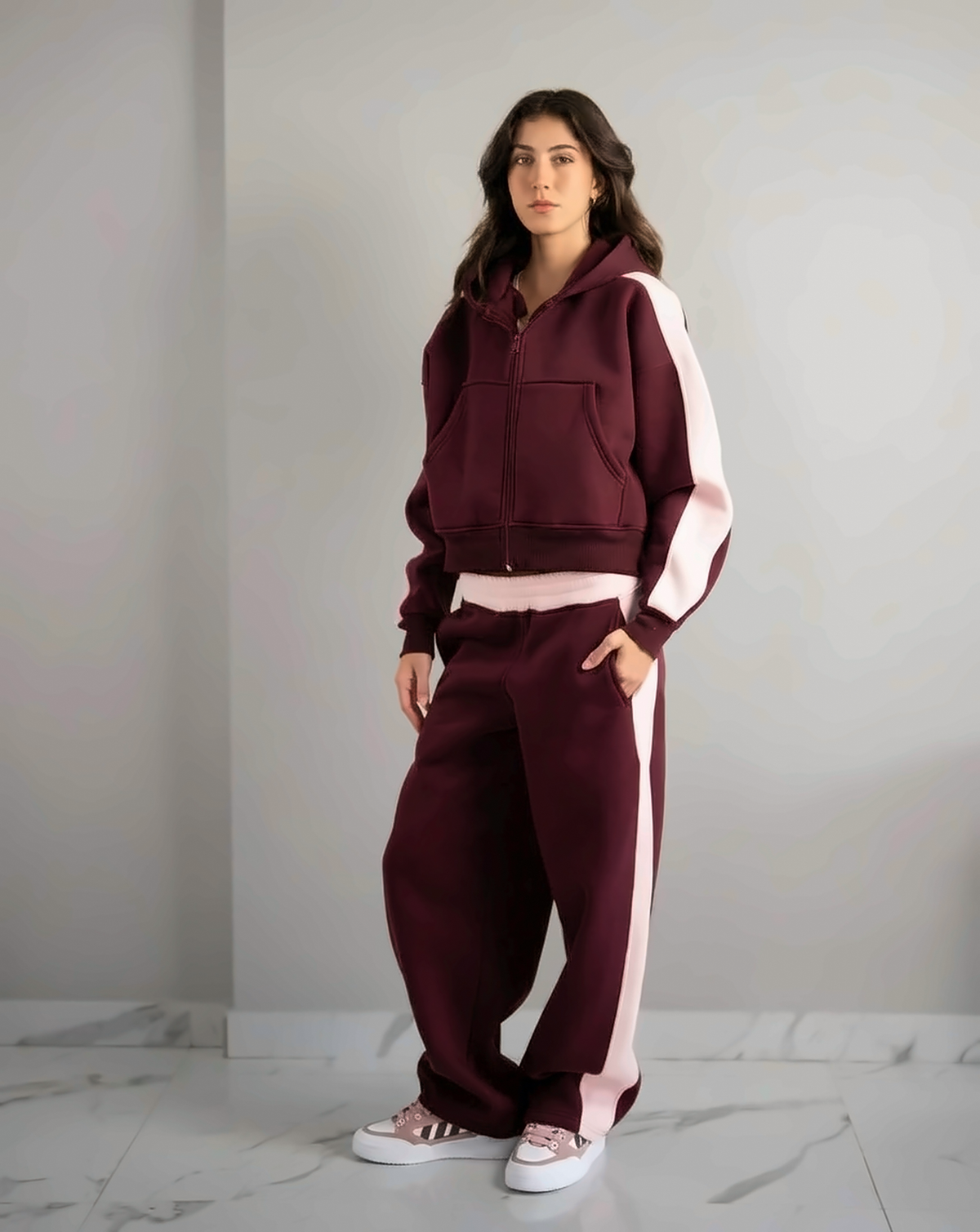 Fluff Color Block Zip up