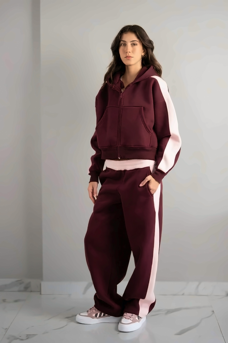 Fluff Color Block Zip up